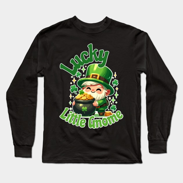 Lucky Little Gnome with Pot of Gold - St. Patrick's Day Long Sleeve T-Shirt by DaniGirls